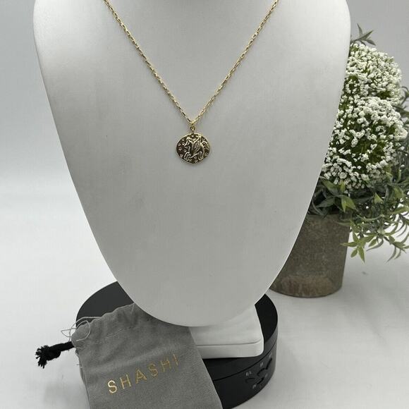 Shashi Designer Magical Pegasus Coin Charm 18K Gold Plated Long Necklace USA - Picture 1 of 12